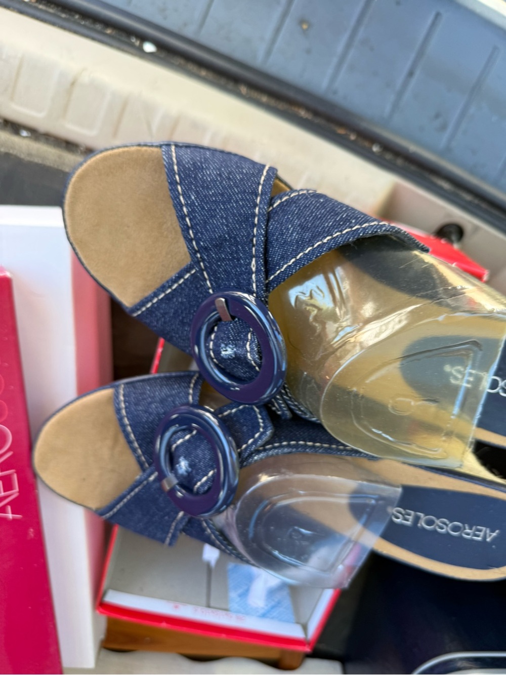 AEROSOLES Tan Slide Sandal Rubber Sole